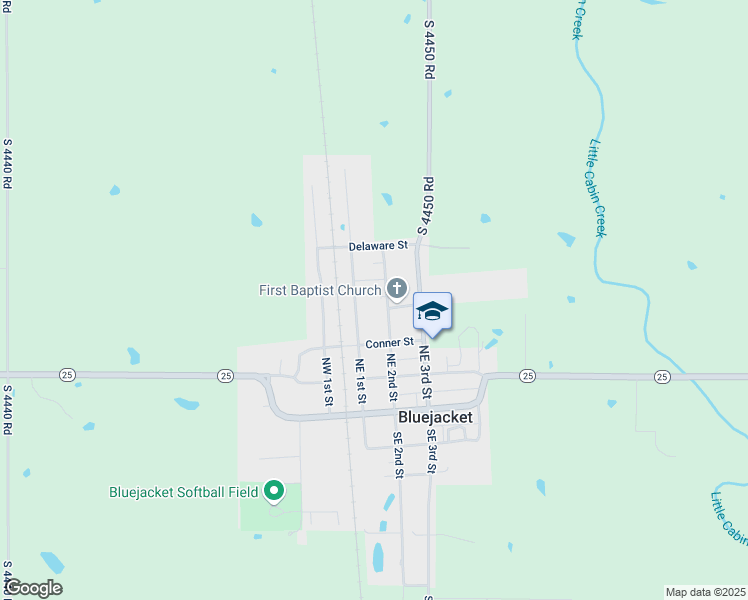 map of restaurants, bars, coffee shops, grocery stores, and more near 424 Northeast 2nd Street in Bluejacket