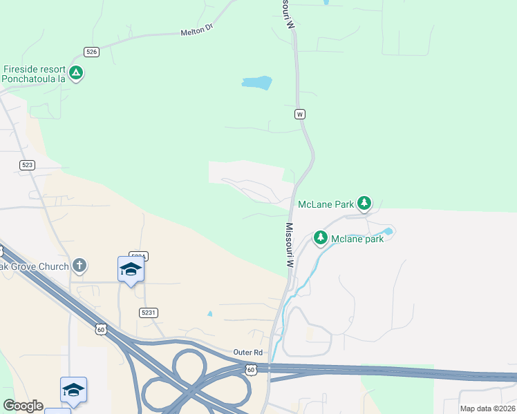 map of restaurants, bars, coffee shops, grocery stores, and more near 5 Shadowbrook Drive in Poplar Bluff