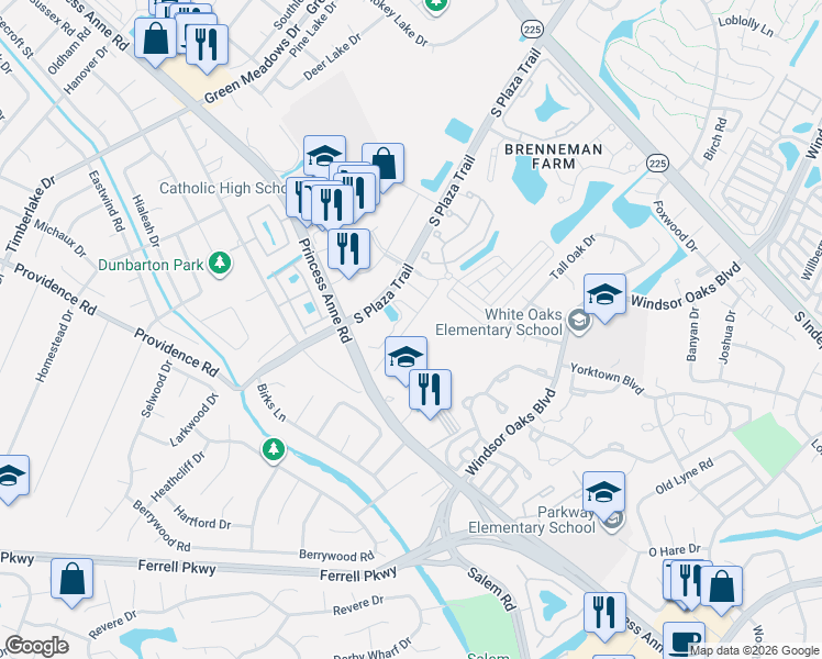 map of restaurants, bars, coffee shops, grocery stores, and more near 4581 Carriage Drive in Virginia Beach