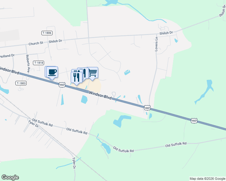 map of restaurants, bars, coffee shops, grocery stores, and more near 12017 Windsor Boulevard in Windsor