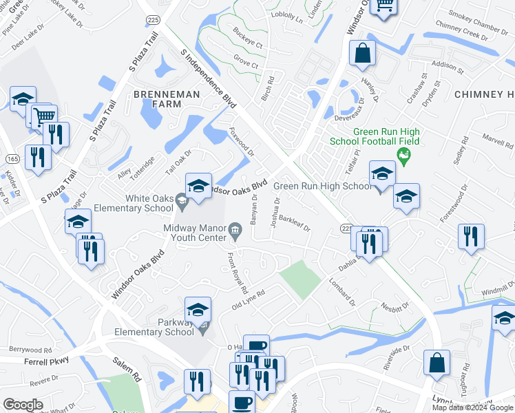 map of restaurants, bars, coffee shops, grocery stores, and more near 924 Banyan Drive in Virginia Beach
