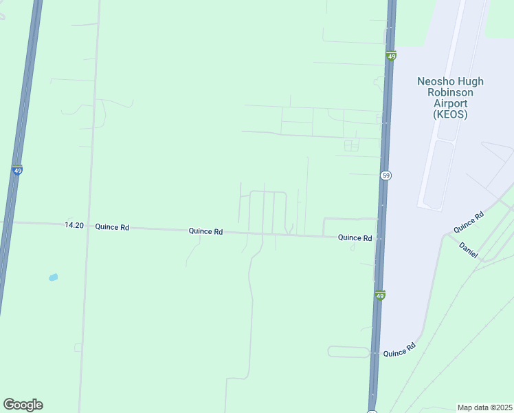 map of restaurants, bars, coffee shops, grocery stores, and more near 13600 Quince Road in Neosho