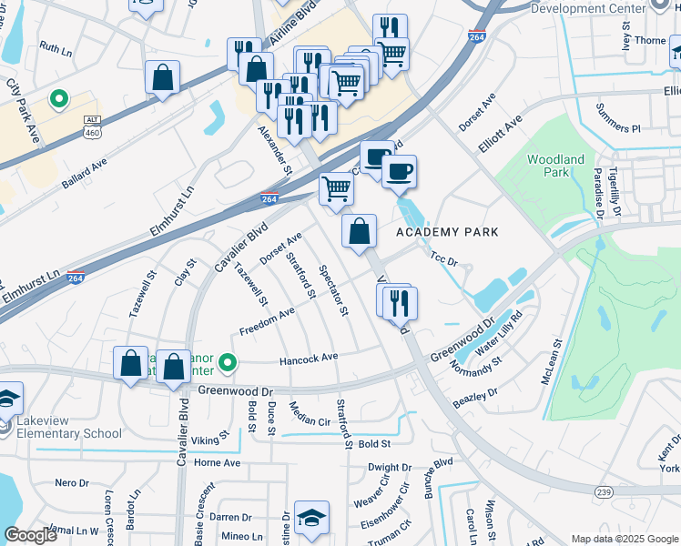 map of restaurants, bars, coffee shops, grocery stores, and more near 602 Rapidan Street in Portsmouth