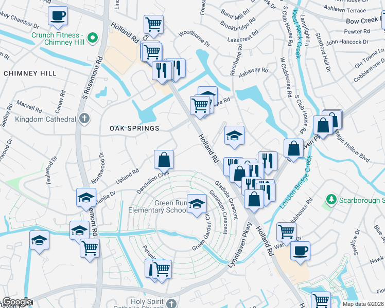 map of restaurants, bars, coffee shops, grocery stores, and more near 1029 Tivoli Crescent in Virginia Beach