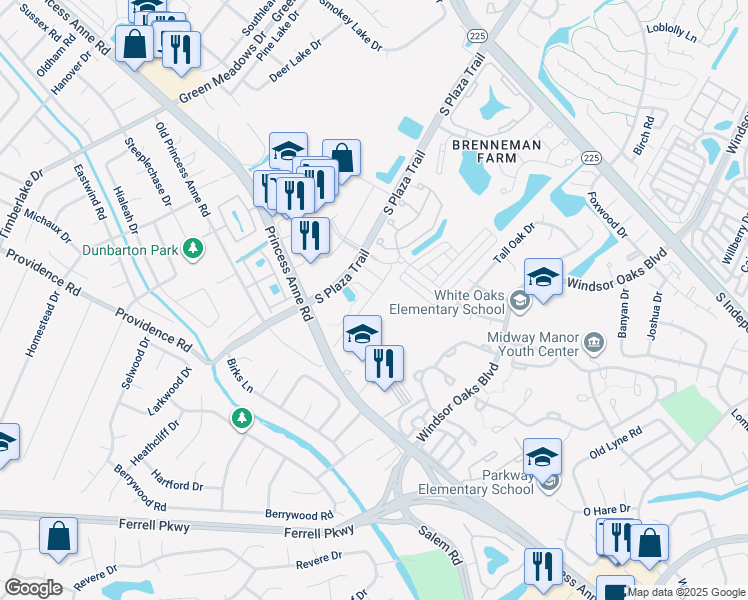 map of restaurants, bars, coffee shops, grocery stores, and more near 4561 Carriage Drive in Virginia Beach