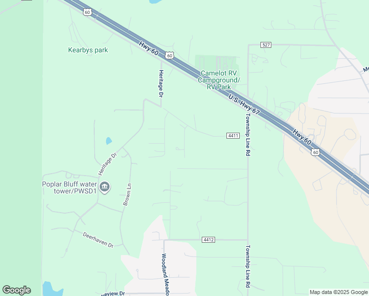 map of restaurants, bars, coffee shops, grocery stores, and more near 3266 Scarlet Drive in Poplar Bluff