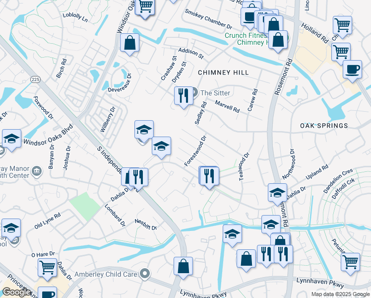 map of restaurants, bars, coffee shops, grocery stores, and more near 3848 Meadowbrook Court in Virginia Beach