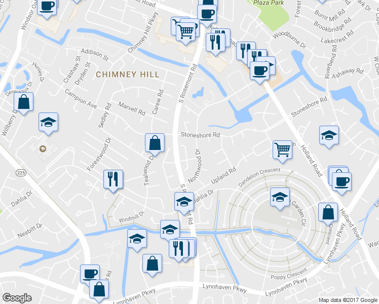 map of restaurants, bars, coffee shops, grocery stores, and more near 924 Woodmark Court in Virginia Beach