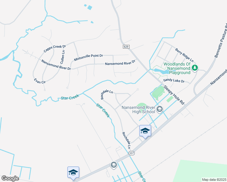 map of restaurants, bars, coffee shops, grocery stores, and more near 174 Rochdale Lane in Suffolk