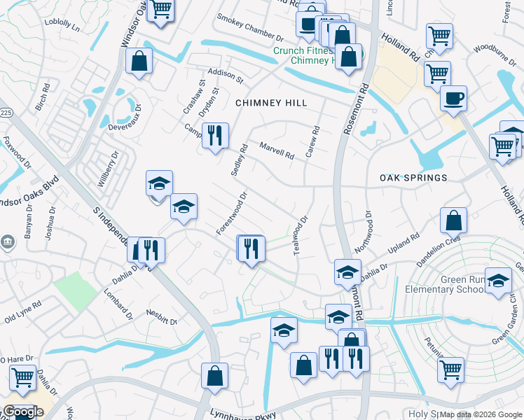 map of restaurants, bars, coffee shops, grocery stores, and more near 3836 Foxglove Court in Virginia Beach