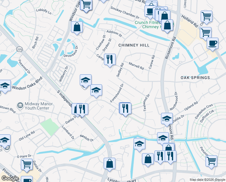 map of restaurants, bars, coffee shops, grocery stores, and more near 3848 Meadowbrook Court in Virginia Beach