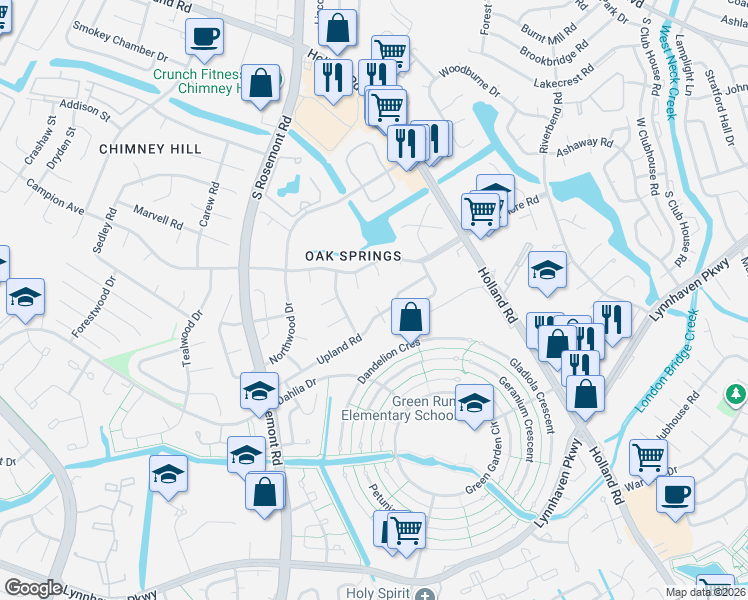map of restaurants, bars, coffee shops, grocery stores, and more near 913 Westwind Place in Virginia Beach