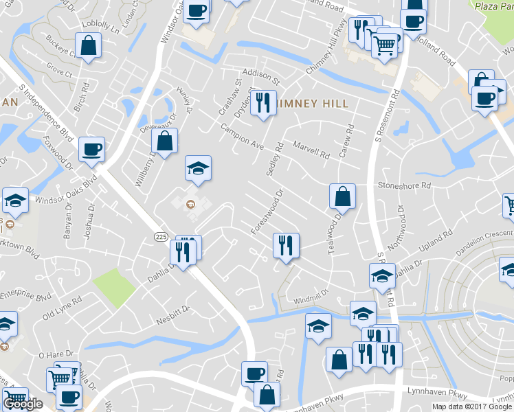 map of restaurants, bars, coffee shops, grocery stores, and more near 3861 Danville Court in Virginia Beach