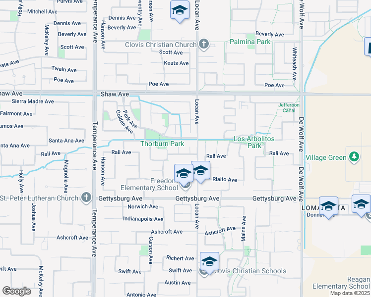 map of restaurants, bars, coffee shops, grocery stores, and more near 2436 Megan Avenue in Clovis