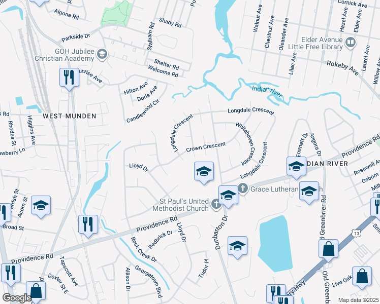map of restaurants, bars, coffee shops, grocery stores, and more near 441 Crown Crescent in Chesapeake