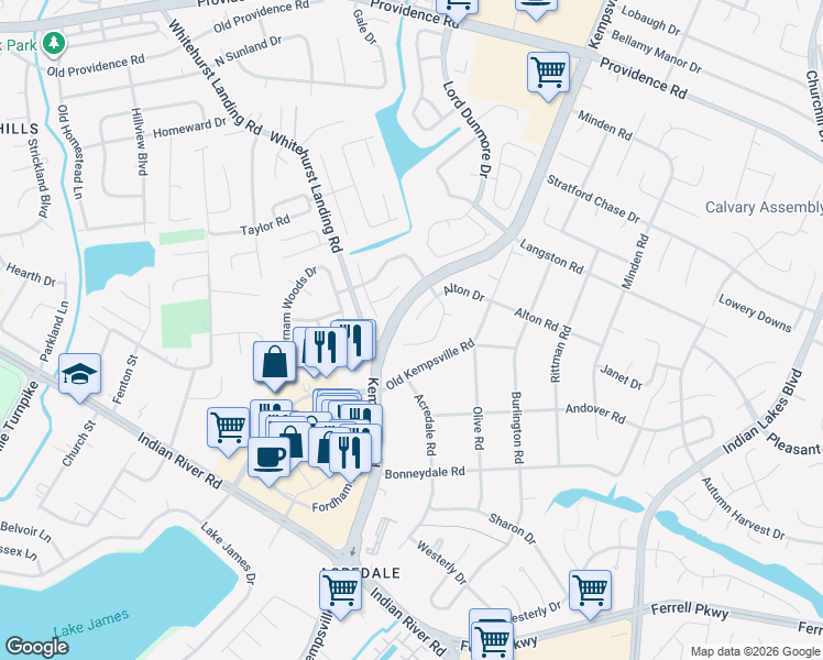 map of restaurants, bars, coffee shops, grocery stores, and more near 1148 Chatmoss Drive in Virginia Beach