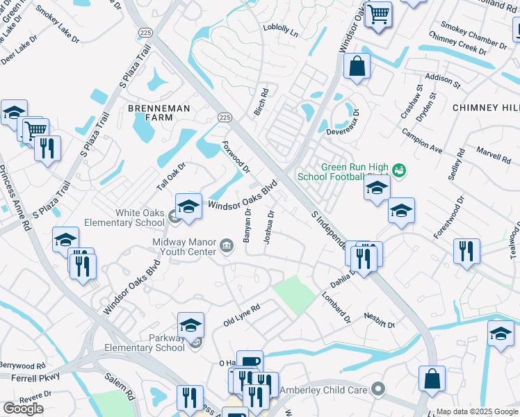 map of restaurants, bars, coffee shops, grocery stores, and more near 924 Banyan Drive in Virginia Beach