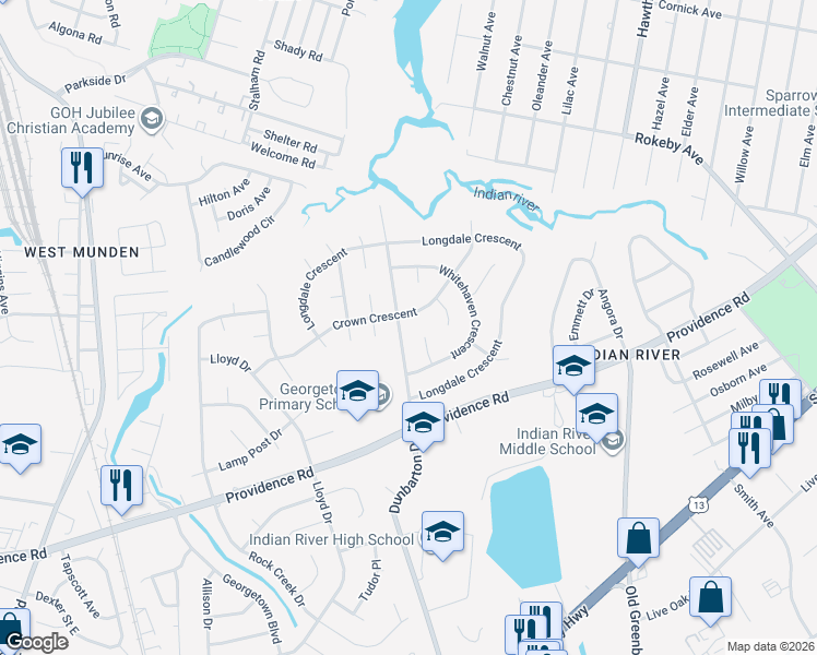 map of restaurants, bars, coffee shops, grocery stores, and more near 2433 Dunbarton Drive in Chesapeake
