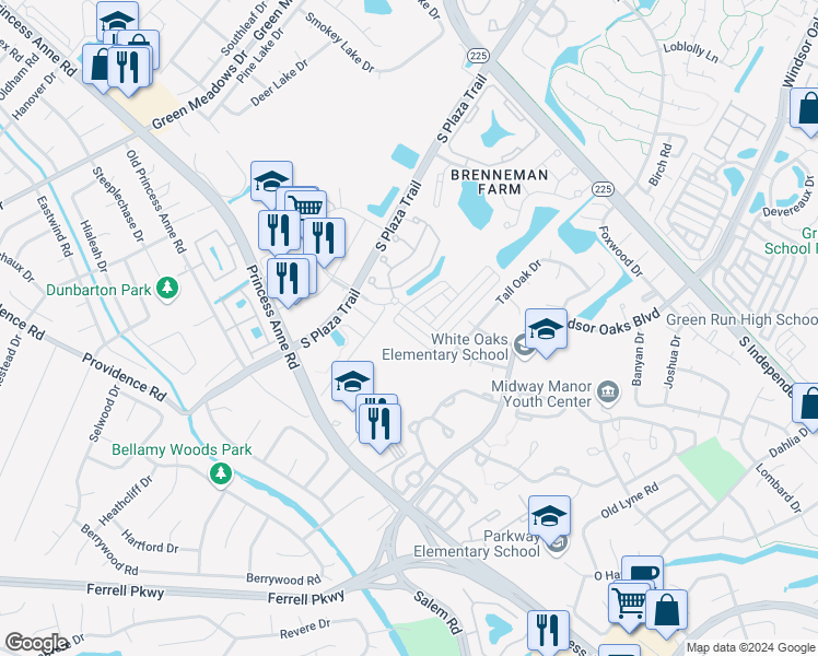 map of restaurants, bars, coffee shops, grocery stores, and more near 932 Sugar Oak Drive in Virginia Beach