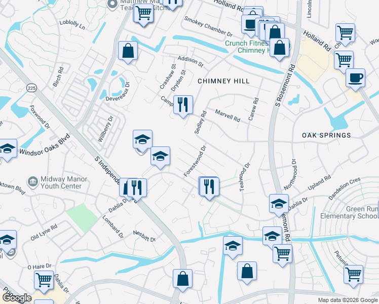 map of restaurants, bars, coffee shops, grocery stores, and more near 3868 Sweetbriar Court in Virginia Beach