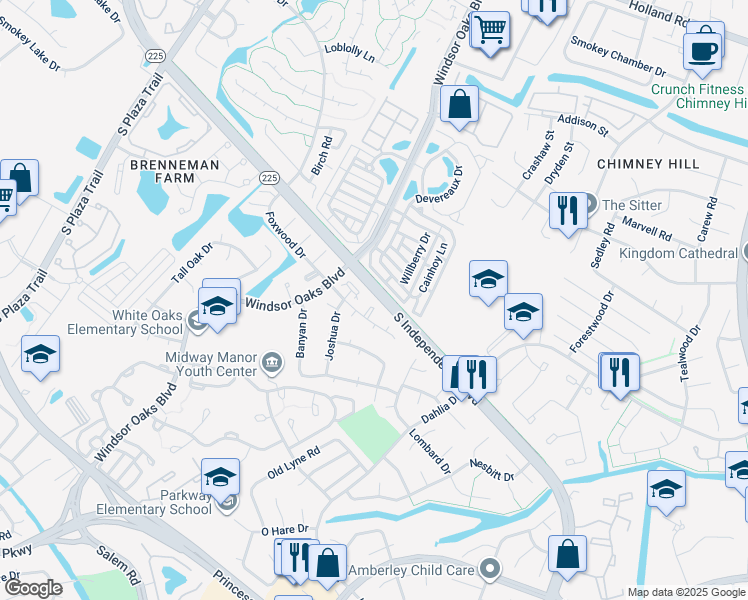 map of restaurants, bars, coffee shops, grocery stores, and more near 901 Foxwood Court in Virginia Beach