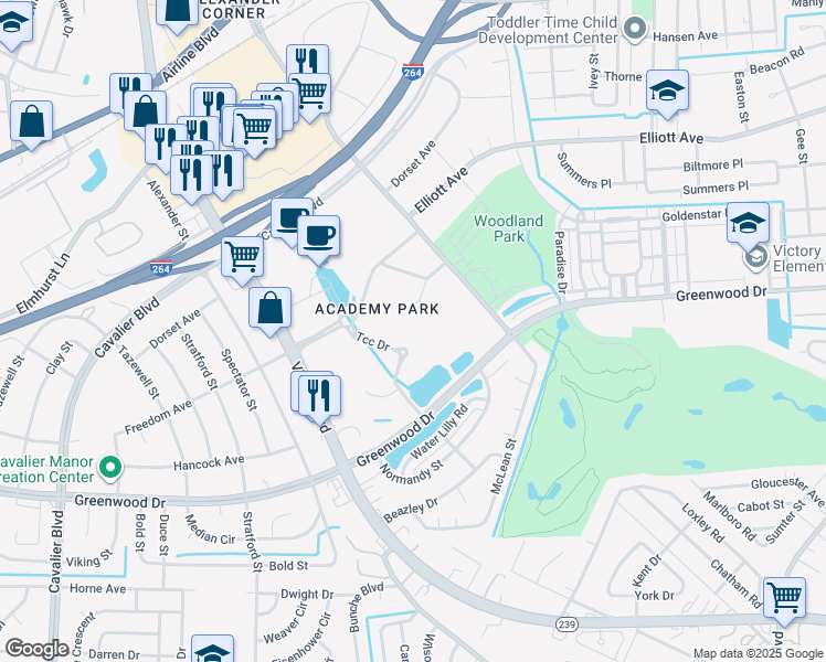 map of restaurants, bars, coffee shops, grocery stores, and more near 120 Campus Drive in Portsmouth