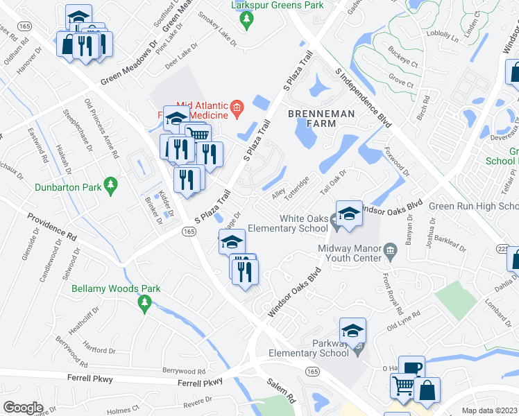 map of restaurants, bars, coffee shops, grocery stores, and more near 920 Sugar Oak Drive in Virginia Beach