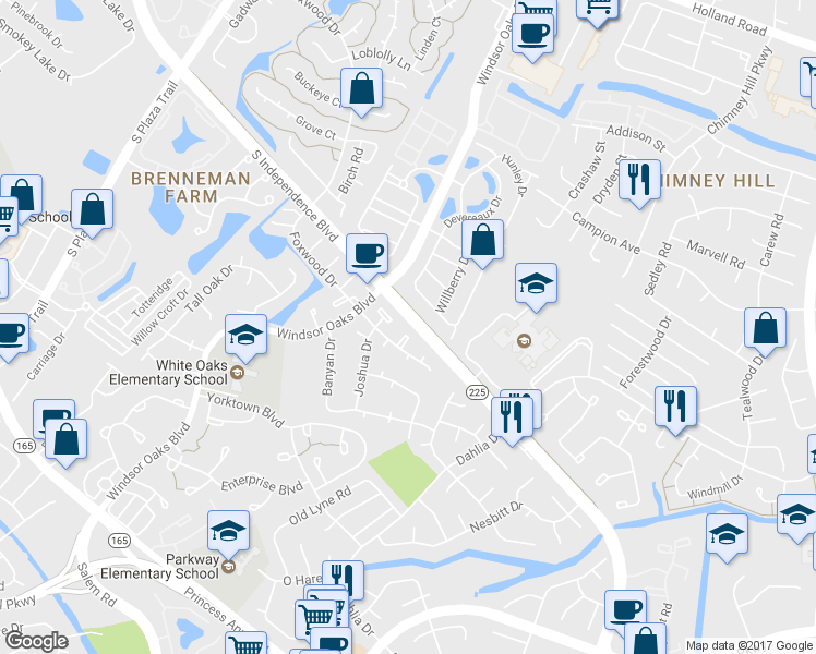 map of restaurants, bars, coffee shops, grocery stores, and more near 901 Foxwood Court in Virginia Beach