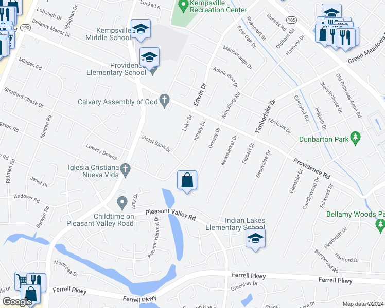 map of restaurants, bars, coffee shops, grocery stores, and more near 1128 Kittery Drive in Virginia Beach