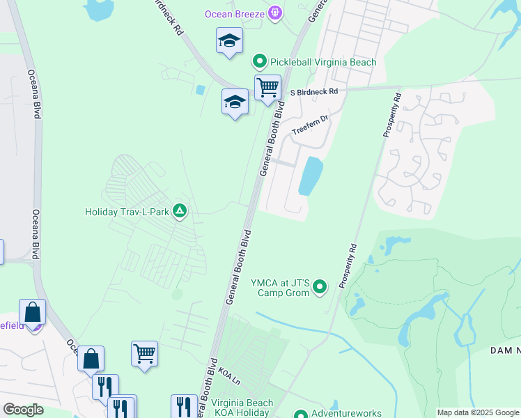 map of restaurants, bars, coffee shops, grocery stores, and more near 1269 Treefern Drive in Virginia Beach