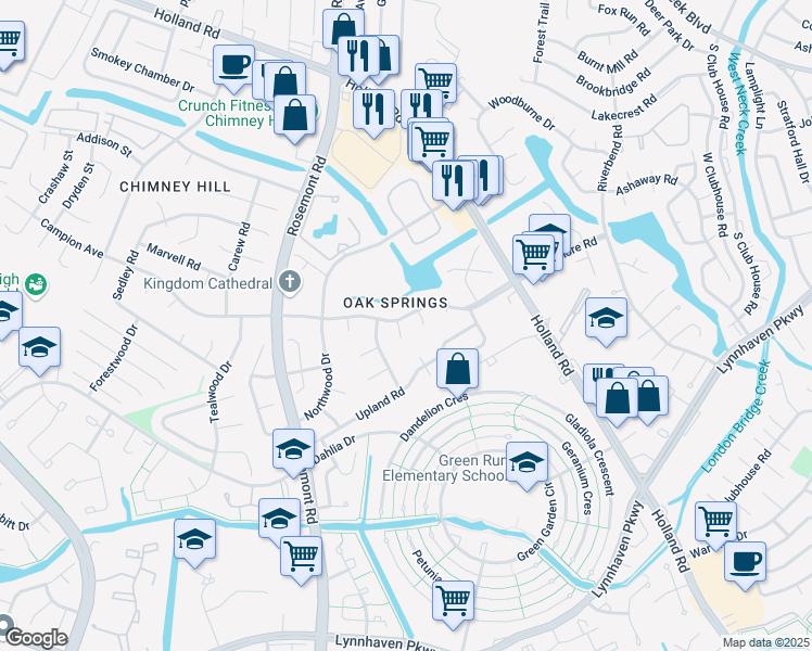 map of restaurants, bars, coffee shops, grocery stores, and more near 901 Larkhaven Lane in Virginia Beach