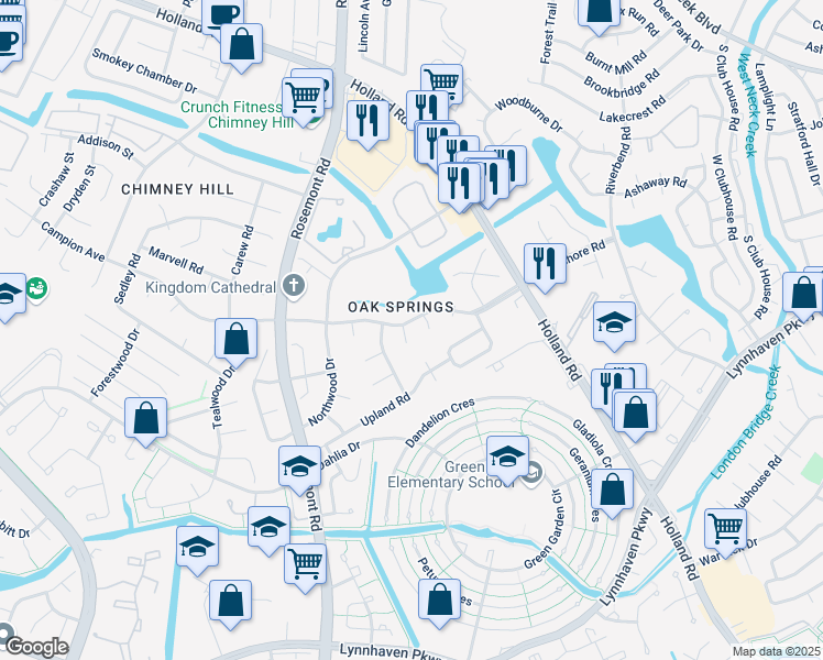 map of restaurants, bars, coffee shops, grocery stores, and more near 901 Larkhaven Lane in Virginia Beach
