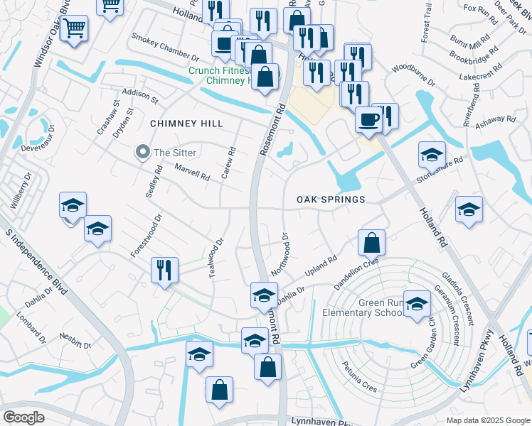 map of restaurants, bars, coffee shops, grocery stores, and more near 3813 Stoneshore Road in Virginia Beach