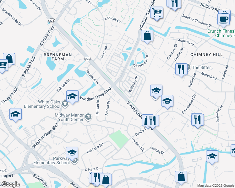 map of restaurants, bars, coffee shops, grocery stores, and more near 3668 Cainhoy Lane in Virginia Beach