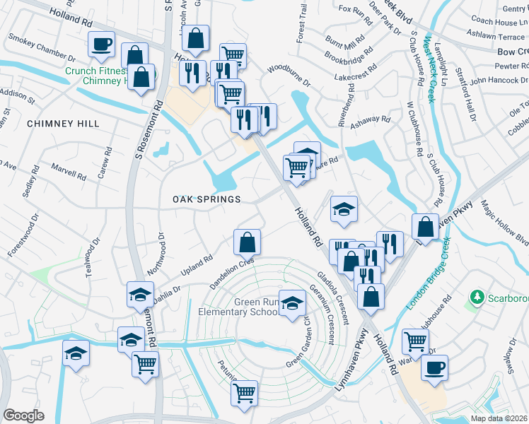 map of restaurants, bars, coffee shops, grocery stores, and more near 912 Smoke Tree Ln in Virginia Beach