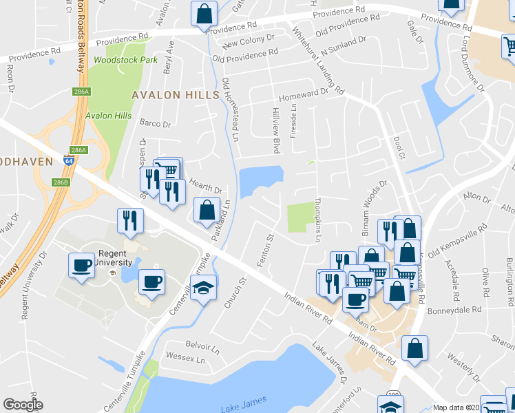 map of restaurants, bars, coffee shops, grocery stores, and more near 5532 Chandler Scott Court in Virginia Beach