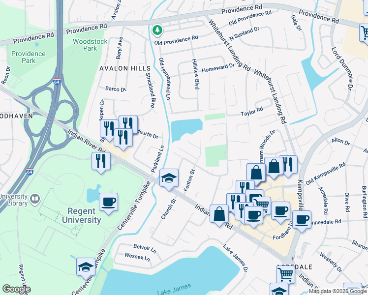 map of restaurants, bars, coffee shops, grocery stores, and more near 5532 Chandler Scott Court in Virginia Beach