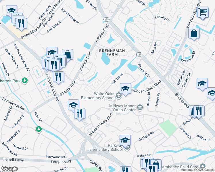 map of restaurants, bars, coffee shops, grocery stores, and more near 1095 Tall Oak Drive in Virginia Beach