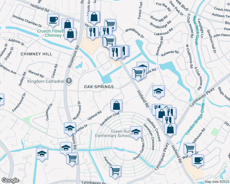 map of restaurants, bars, coffee shops, grocery stores, and more near 920 Silvertree Court in Virginia Beach