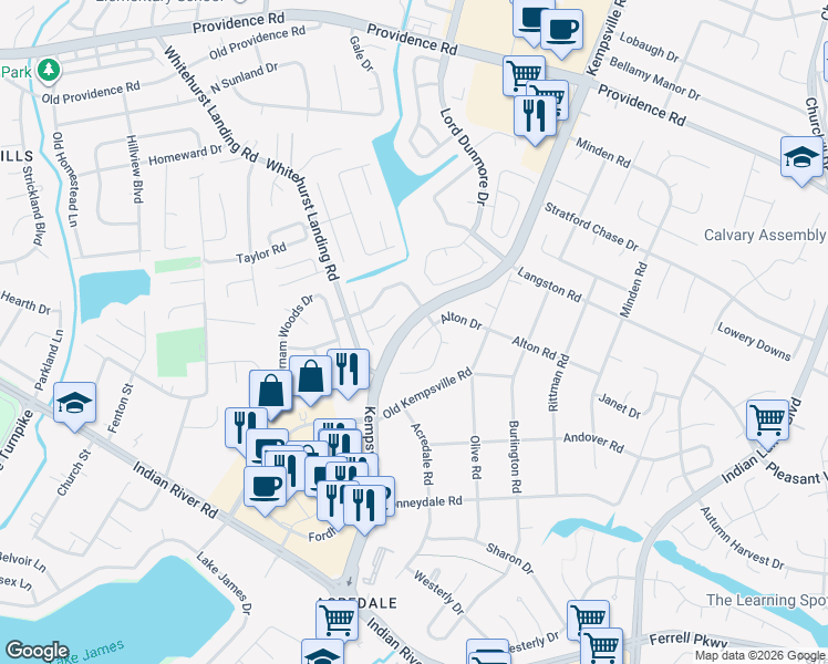 map of restaurants, bars, coffee shops, grocery stores, and more near 1105 Chatmoss Drive in Virginia Beach