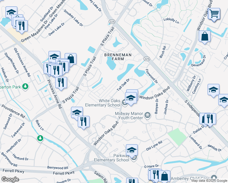 map of restaurants, bars, coffee shops, grocery stores, and more near 1093 Tall Oak Drive in Virginia Beach