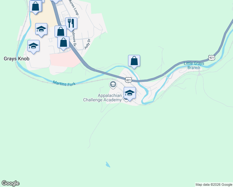map of restaurants, bars, coffee shops, grocery stores, and more near 92 Langley Drive in Grays Knob