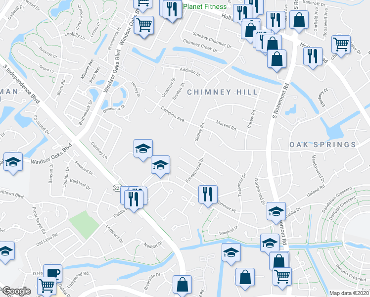 map of restaurants, bars, coffee shops, grocery stores, and more near 3884 Sweetbriar Court in Virginia Beach