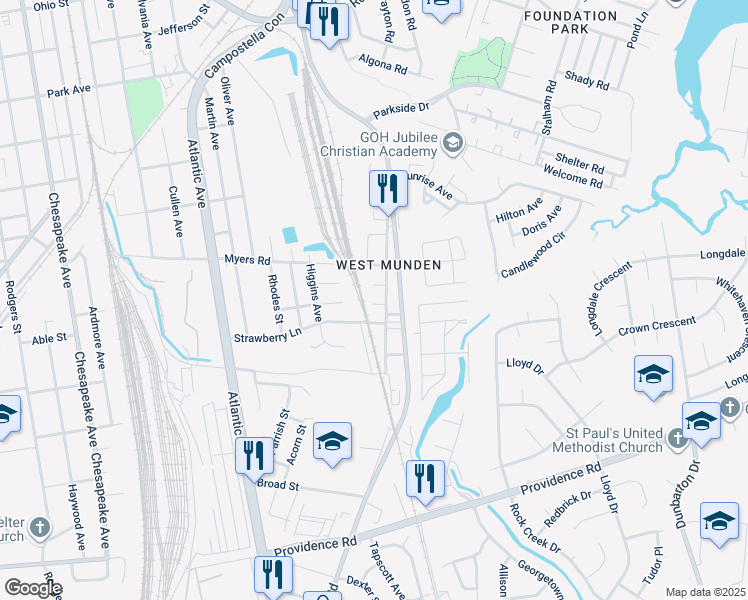 map of restaurants, bars, coffee shops, grocery stores, and more near 2417 Vincent Street in Chesapeake