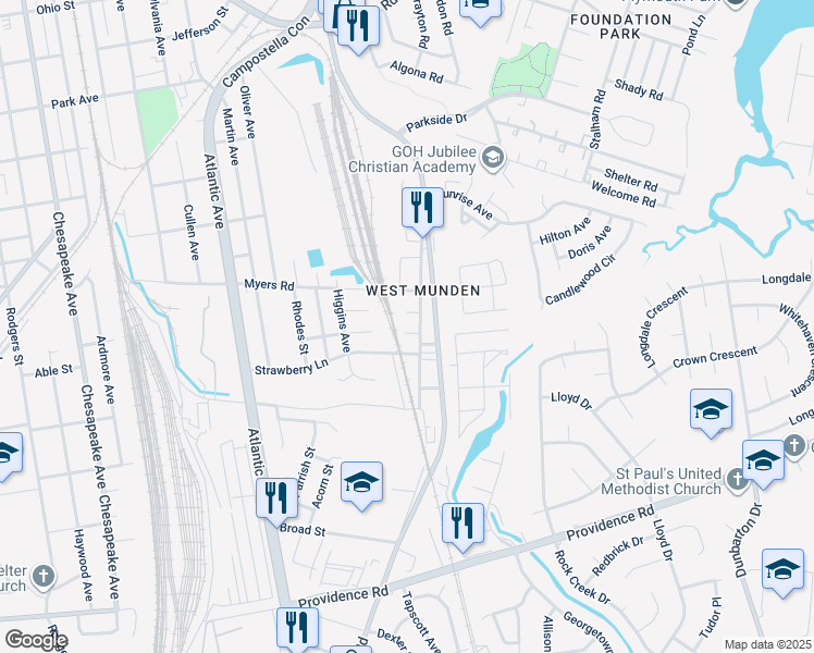 map of restaurants, bars, coffee shops, grocery stores, and more near 2417 Vincent Street in Chesapeake