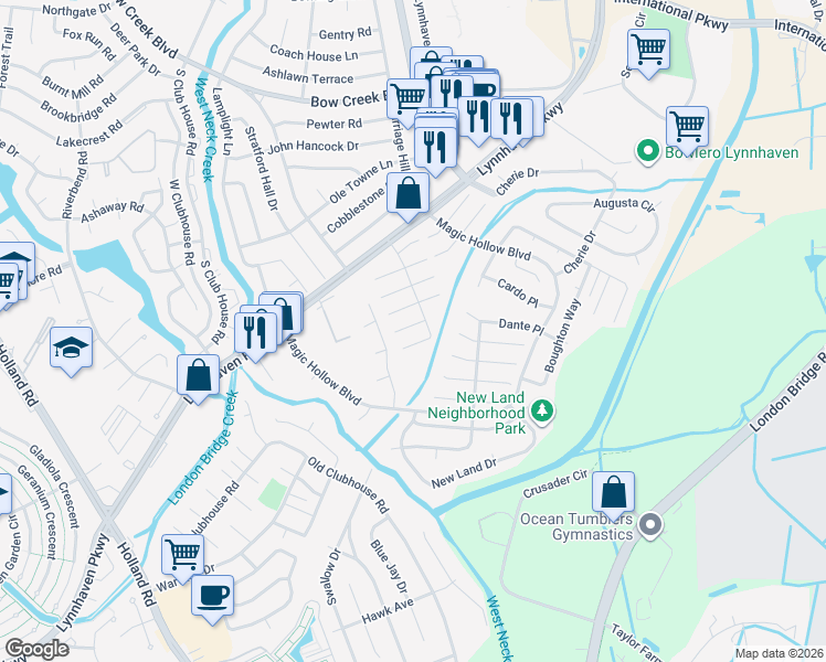 map of restaurants, bars, coffee shops, grocery stores, and more near 3061 Blitz Court in Virginia Beach