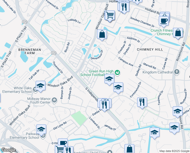 map of restaurants, bars, coffee shops, grocery stores, and more near 3749 Cainhoy Lane in Virginia Beach