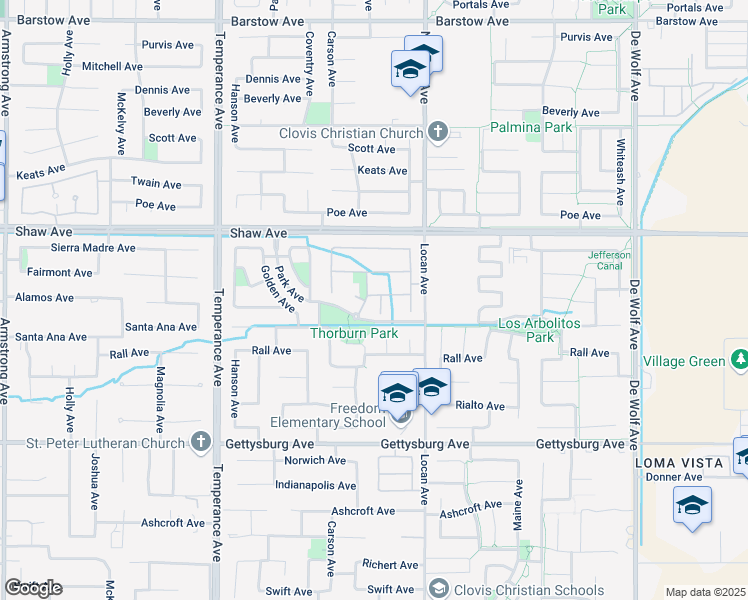 map of restaurants, bars, coffee shops, grocery stores, and more near 1782 Ryan Avenue in Clovis