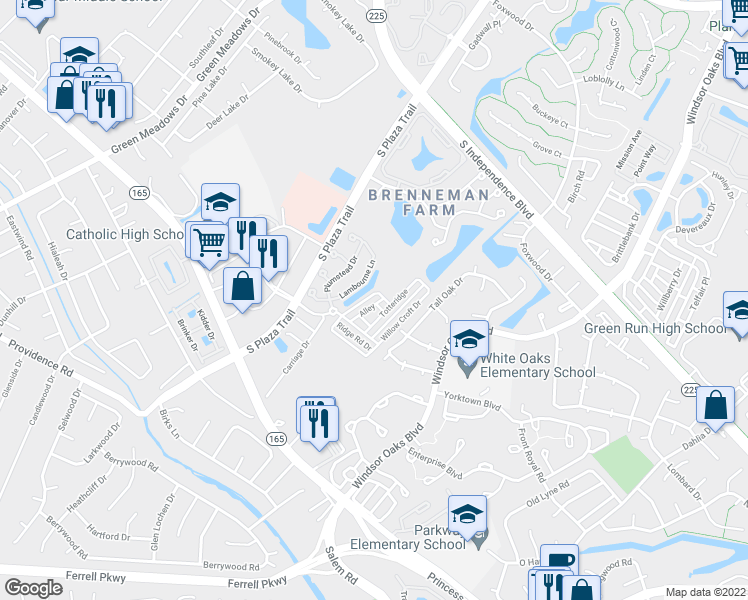 map of restaurants, bars, coffee shops, grocery stores, and more near 4581 Totteridge Lane in Virginia Beach