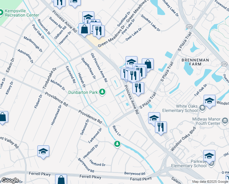 map of restaurants, bars, coffee shops, grocery stores, and more near 4893 Shallowford Circle in Virginia Beach